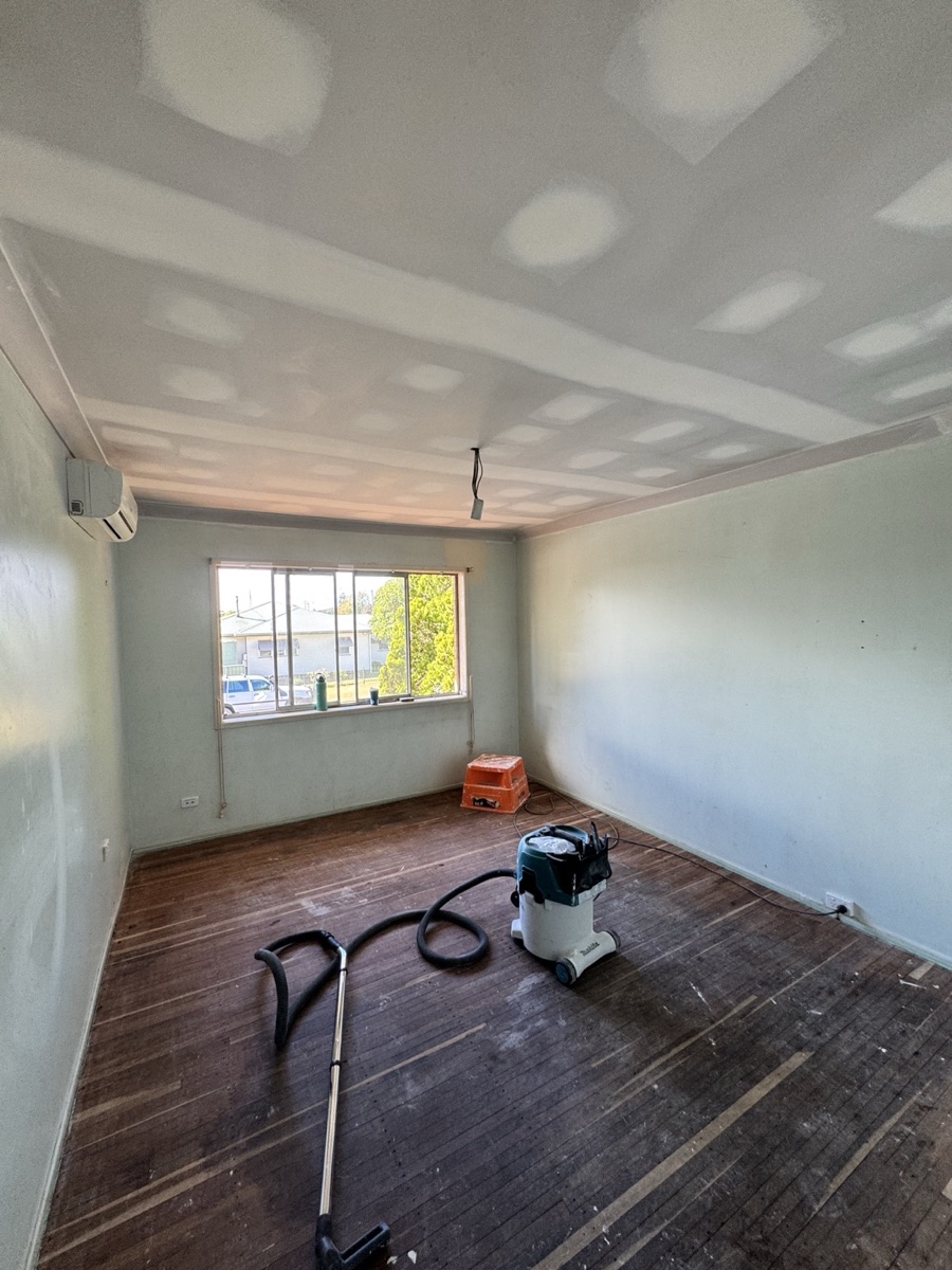 Finished ceiling repair in Wilsonton set and sanded ready for paint